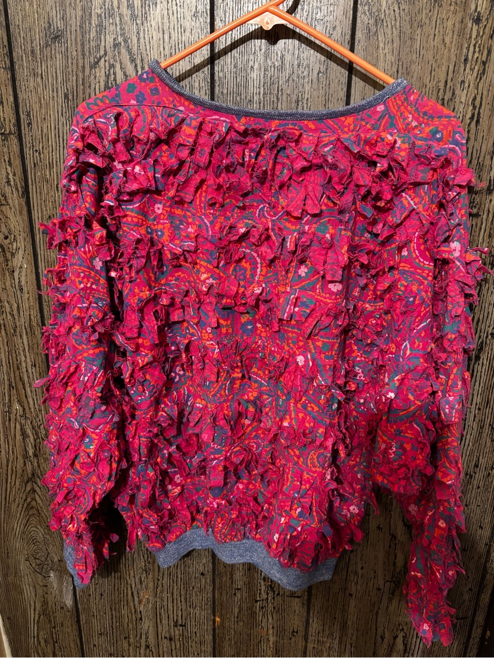 Paula Sweet Vibrant Pink Red Textured Ruffle Sweater M